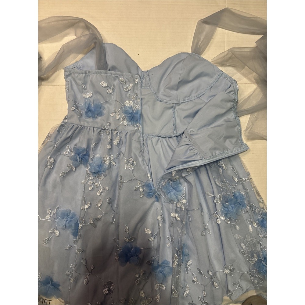 SHEIN Soleia Floral Print Mesh Layered Bow Mini Dress Women's Size M Used - Picture 6 of 8